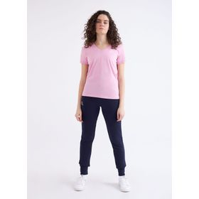 Kappa 361D5Uwx5W W Logo Cabou Bisiklet Yaka Regular Fit Düz Pembe Kadın T-Shirt