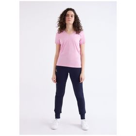 Kappa 361D5Uwx5W W Logo Cabou Bisiklet Yaka Regular Fit Düz Pembe Kadın T-Shirt