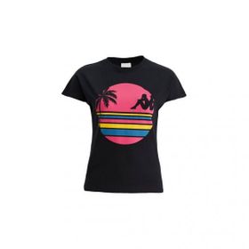 Kappa 371E8Cwa0B-1 W Authentic Sand Pakita Bisiklet Yaka Comfort Fit Düz Siyah Kadın T-Shirt