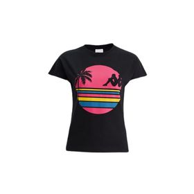 Kappa 371E8Cwa0B-1 W Authentic Sand Pakita Bisiklet Yaka Comfort Fit Düz Siyah Kadın T-Shirt