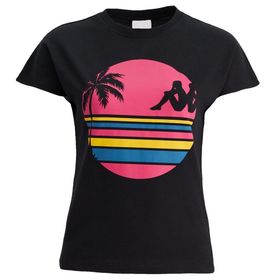 Kappa 371E8Cwa0B-1 W Authentic Sand Pakita Bisiklet Yaka Comfort Fit Düz Siyah Kadın T-Shirt