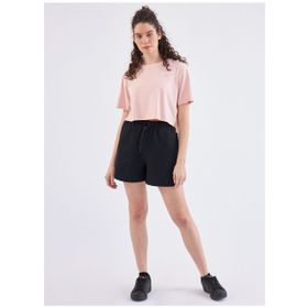 Kappa 381G8Mww71 W Authentic Ghigax Bisiklet Yaka Oversize Düz Pembe Kadın T-Shirt