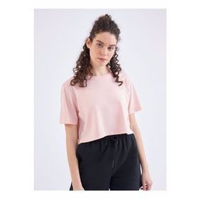 Kappa 381G8Mww71 W Authentic Ghigax Bisiklet Yaka Oversize Düz Pembe Kadın T-Shirt