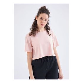 Kappa 381G8Mww71 W Authentic Ghigax Bisiklet Yaka Oversize Düz Pembe Kadın T-Shirt