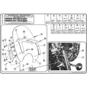 Kappa AS102A2 Yamaha XVS 650-1100 Dragstar Classic Motosiklet Rüzgar Siperlik Bağlantısı