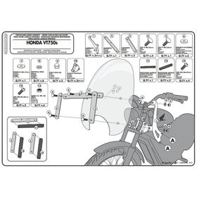 Kappa AS122A2 Honda VT 750 S 10-15 Motosiklet Rüzgar Siperlik Bağlantısı