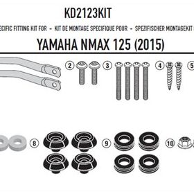 Kappa D2123KITK Yamaha N-MAX 125-155 (15-19) Rüzgar Siperlik Bağlantısı