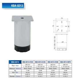 Kapsan 60 mm 7 cm Krom Ayarlı Metal Baza Ayağı