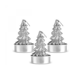 Karaca 13.5x5x7 cm Çam Ağacı Gümüş 3'lü Tealight Mum