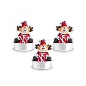 Karaca 13.8x4.8x7 cm New Year Yılbaşı Bear 3'lü Tealight Mum