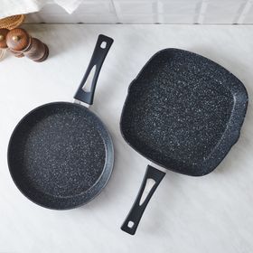Karaca 153.03.08.2722 Defne Bio Granit Wok-Grill Set Black
