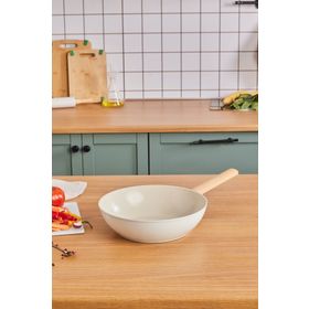 Karaca 28 cm Swiss Crystal Almond Cream İndüksiyon Tabanlı Wok Tava