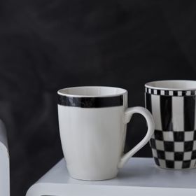 Karaca 320 ml Damalı Çizgi Porselen Kupa