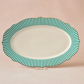 Karaca 36 cm Yeşil New Romantic İnce Çizgili Kayık Tabak