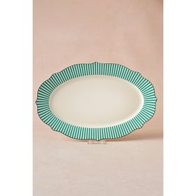 Karaca 36 cm Yeşil New Romantic İnce Çizgili Kayık Tabak