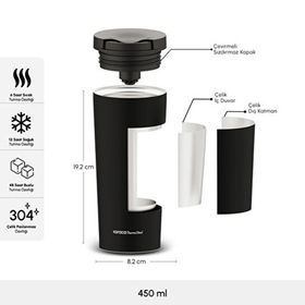 Karaca 450 ml Sheeny Siyah Çelik Sızdırmaz Termos