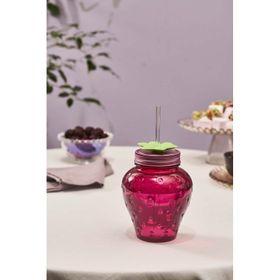 Karaca 750 ML Kırmızı Çilek Transparent Pipetli Su Şişesi