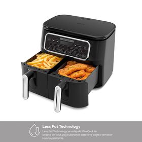 Karaca Air Pro Cook Duo Ev Yemeği XXXL 4+4 lt Black Chrome Airfryer