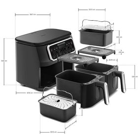 Karaca Air Pro Cook Duo Ev Yemeği XXXL 4+4 lt Black Chrome Airfryer