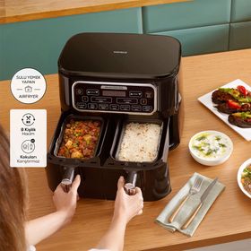 Karaca Air Pro Cook Duo Ev Yemeği XXXL 4+4 lt Black Chrome Airfryer