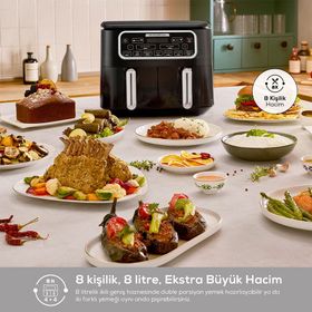 Karaca Air Pro Cook Duo Ev Yemeği XXXL 4+4 lt Black Chrome Airfryer