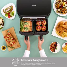 Karaca Air Pro Cook Duo Ev Yemeği XXXL 4+4 lt Black Chrome Airfryer