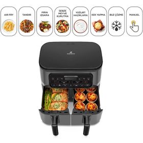 Karaca Air Pro Cook Duo Tandır XXXL 4+4 lt Space Gray Black Airfryer