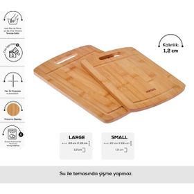 Karaca Alin 2'li Bambu 28/33 CM Kahverengi Kesme Tahtası