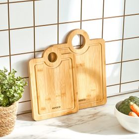 Karaca Alis Bamboo 2'li 28-33 cm Kahverengi Pro Kesme Tahtası
