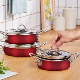 Karaca Ateş Bordo Emaye 6 Parça Omlet Seti