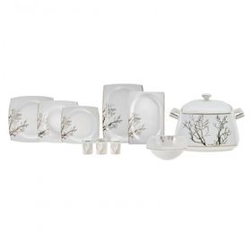Karaca Autumn Cream 60 Parça 12 Kişilik Kare Yemek Takımı