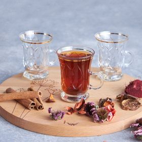 Karaca Bade Gold 3 Parça Kulplu Çay Bardağı Seti