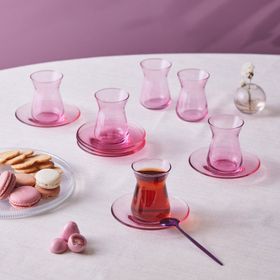 Karaca Barbara 6 Kişilik 12 Parça Pembe Çay Seti