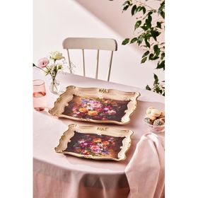 Karaca Barok 42 cm Renkli 2'li Dikdörtgen Tepsi
