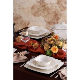 Karaca Batik Fine Cream 60 Parça 12 Kişilik Porselen Kare Yemek Takımı