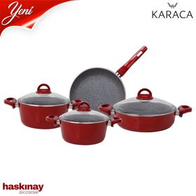 Karaca Bio Granit Red Silver 7 Parça Tencere Seti