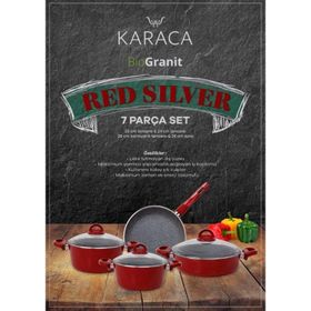 Karaca Bio Granit Red Silver 7 Parça Tencere Seti