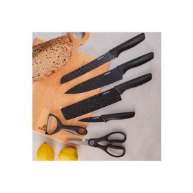 Karaca Black Stone 6 Parça Makas ve Soyacaklı Bıçak Seti