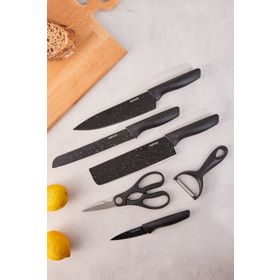 Karaca Black Stone 6 Parça Makas ve Soyacaklı Bıçak Seti