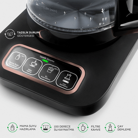 Karaca Çaysever Robotea Pro Connect 4in1 Rose Gold Cam Çay Makinesi