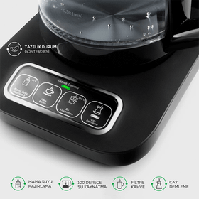 Karaca Çaysever Robotea Pro Connect 4in1 Silver Cam Çay Makinesi