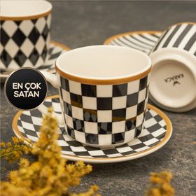 Karaca Chekers 6 Kişilik 80 Ml Kahve Fincanı Takımı