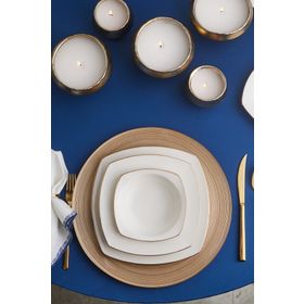 Karaca Chiara Fine Cream Gold 60 Parça 12 Kişilik Porselen Yarım Kare Yemek Takımı