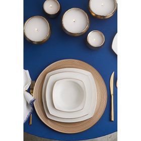 Karaca Chiara Fine Cream Gold 60 Parça 12 Kişilik Porselen Yarım Kare Yemek Takımı