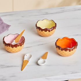 Karaca Chocolate Chıp 3'lü Kaşıklı Dondurma Kasesi