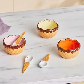 Karaca Chocolate Chıp 3'lü Kaşıklı Dondurma Kasesi