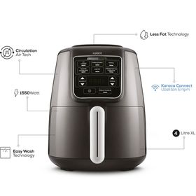 Karaca Connect Air Pro Cook 4 lt XL 2 in 1 Uzaktan Erişimli Shadow Grey Airfryer