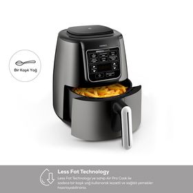 Karaca Connect Air Pro Cook 4 lt XL 2 in 1 Uzaktan Erişimli Shadow Grey Airfryer