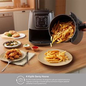 Karaca Connect Air Pro Cook 4 lt XL 2 in 1 Uzaktan Erişimli Shadow Grey Airfryer
