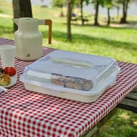 Karaca Container Rocca Krem Kare Pasta Taşıma Fanusu
